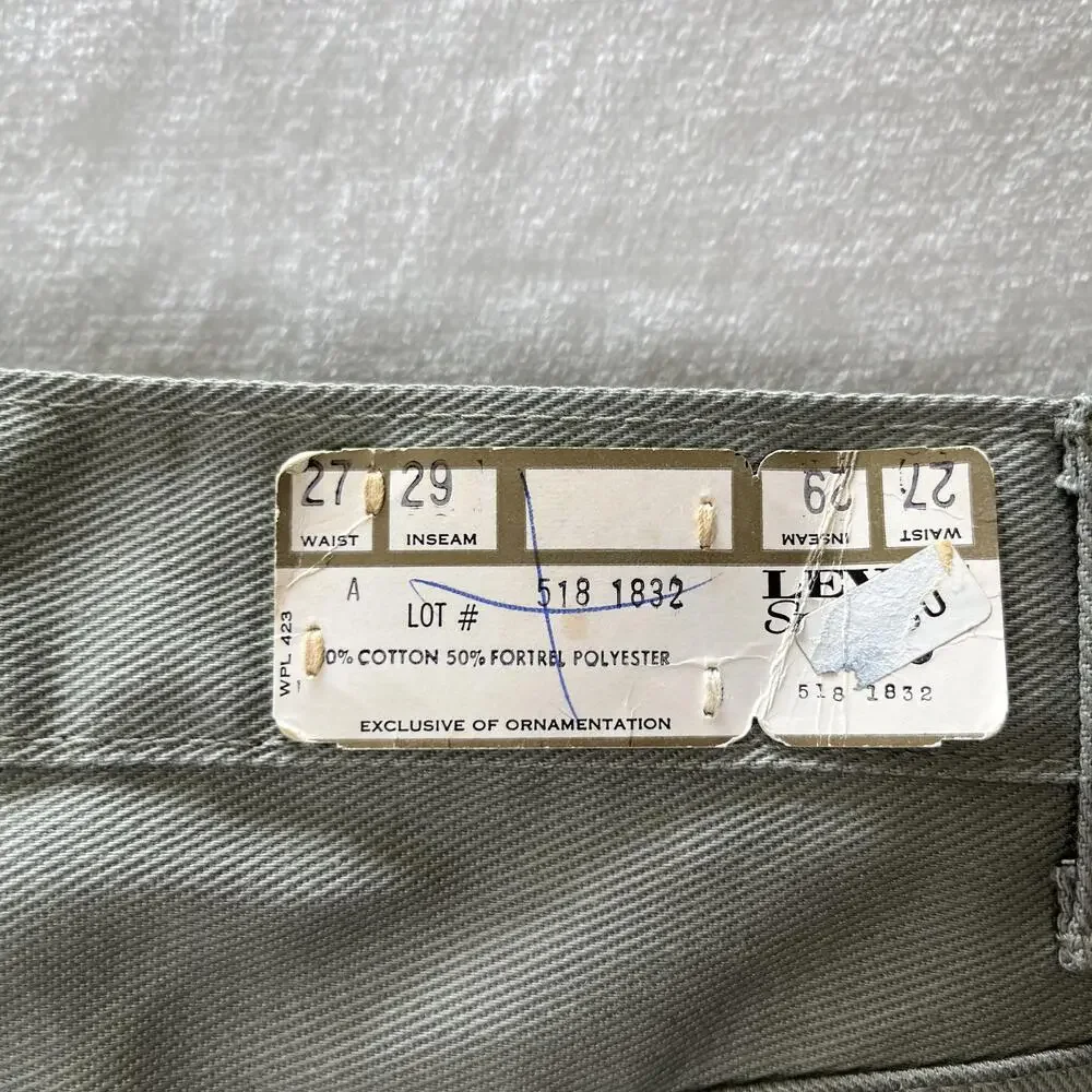 Vintage Levi's STA-PREST Pants Mens 27x29 Green Straight Wrinkle Resistant Big E